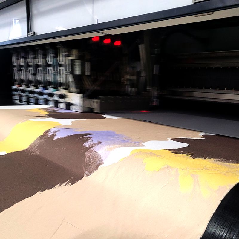Digitally printing custom images onto 100% cotton canvas fabric in Montreal, Canada. 