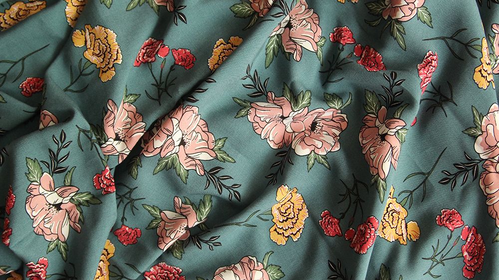 Print Bronzing Floral Cotton Fabric for Patchwork Sewing Material - 1 Meter  